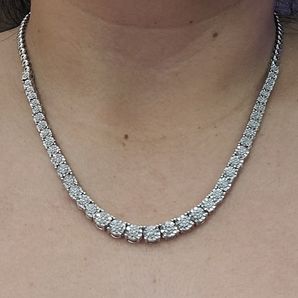 Elegant Diamond Sterling Silver Necklace